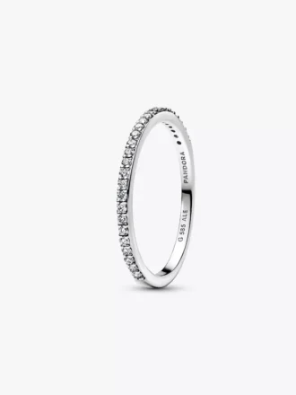 Pandora Era Ring mit halbem Eternity-Pavé-Band aus im Labor gezüchteten Diamanten, 0,11 ct insgesamt, 14 Karat Weißgold