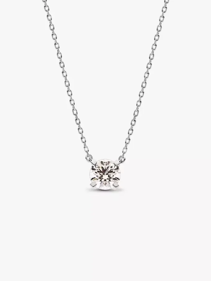 Pandora Era Halskette mit Anhänger aus 14 Karat Weißgold und im Labor gezüchtetem Diamanten, 1,00 Karat insgesamt, 14 Karat Weißgold Pandora Era Halskette mit Anhänger aus 14 Karat Weißgold und im Labor gezüchtetem Diamanten, 1,00 Karat insgesamt, 14 Karat Weißgold