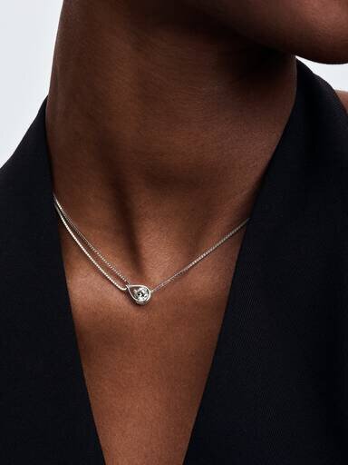 Pandora Infinite 14 Karat Weißgold Halskette mit doppelter Kette und im Labor gezüchtetem Diamanten – 0,75 Karat Gesamtgewicht, 14 Karat Weißgold Pandora Infinite 14 Karat Weißgold Halskette mit doppelter Kette und im Labor gezüchtetem Diamanten – 0,75 Karat Gesamtgewicht, 14 Karat Weißgold
