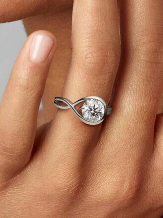 Pandora Infinite 14 Karat Weißgold-Ring mit synthetischem Diamanten – 2,00 Karat Gesamtgewicht, 14 Karat Weißgold