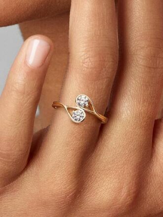 Pandora Infinite 14-karätiger Goldring mit zwei im Labor gezüchteten Diamanten – 0,50 ct TW, 14-karätiges Gold