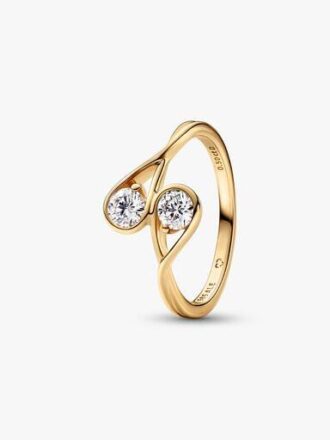 Pandora Infinite 14-karätiger Goldring mit zwei im Labor gezüchteten Diamanten – 0,50 ct TW, 14-karätiges Gold