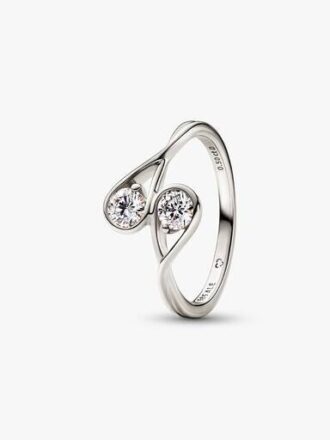Pandora Infinite 14-karätiger Weißgold-Ring mit zwei im Labor gezüchteten Diamanten – 0,50 ct TW, 14-karätiges Weißgold