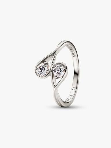 Pandora Infinite 14-karätiger Weißgold-Ring mit zwei im Labor gezüchteten Diamanten – 0,50 ct TW, 14-karätiges Weißgold Pandora Infinite 14-karätiger Weißgold-Ring mit zwei im Labor gezüchteten Diamanten – 0,50 ct TW, 14-karätiges Weißgold