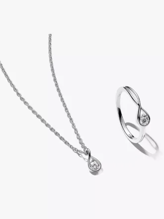 Pandora „Infinite“ Halskette und Ring-Set mit Lab-Grown Diamonds, 0,30 Karat insgesamt, Sterlingsilber, 2er-Set