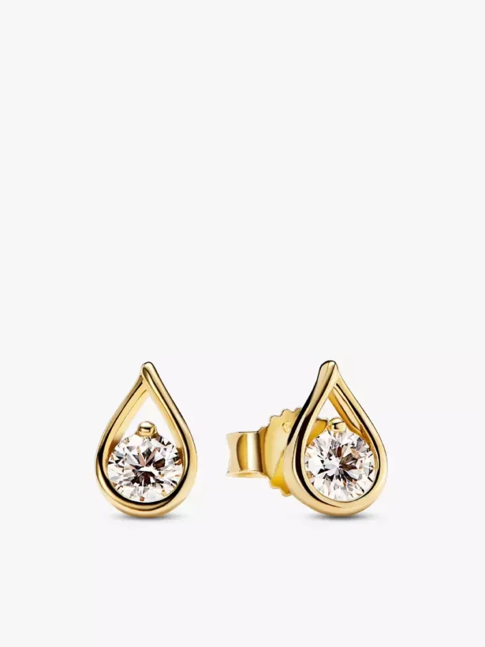 Pandora „Infinite“ Halskette und Ohrringe mit Lab-Grown Diamonds, 0,75 Karat insgesamt, 14 Karat vergoldet, 2er-Set Pandora „Infinite“ Halskette und Ohrringe mit Lab-Grown Diamonds, 0,75 Karat insgesamt, 14 Karat vergoldet, 2er-Set
