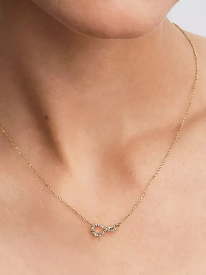 Pandora „Infinite“ Pavé-Anhänger-Halskette mit Lab-Grown Diamonds, 0,11 Karat insgesamt, 14 Karat Gold