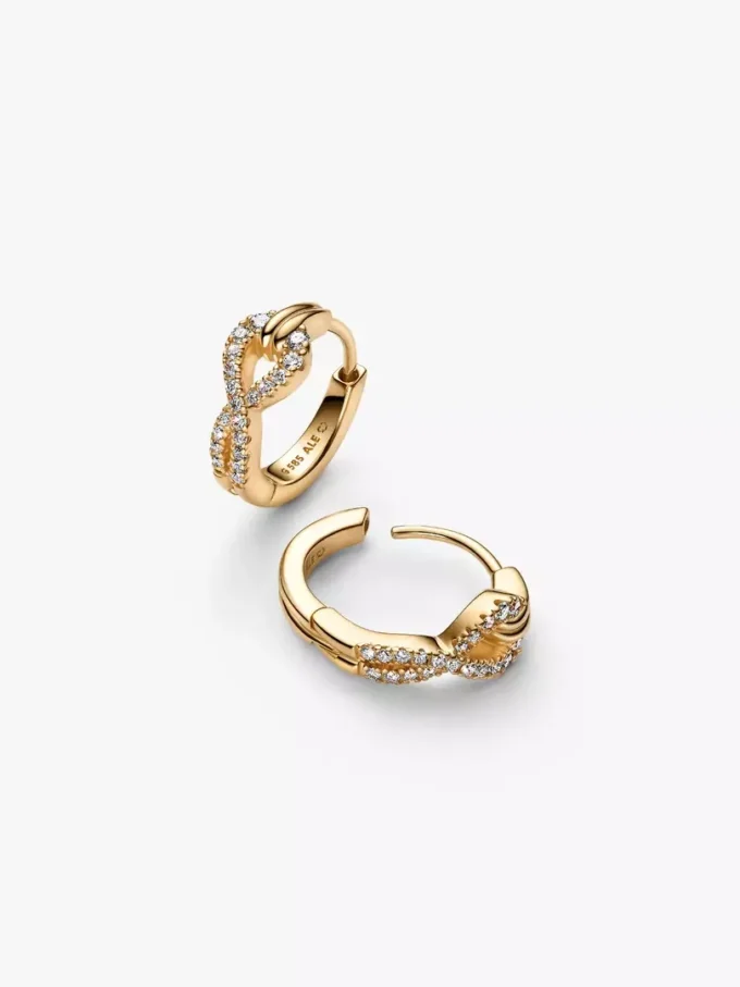 Pandora Infinite Pavé-Ohrringe mit synthetischen Diamanten, 0,26 Karat insgesamt, 14 Karat Gold Pandora Infinite Pavé-Ohrringe mit synthetischen Diamanten, 0,26 Karat insgesamt, 14 Karat Gold
