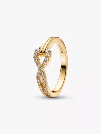 Pandora „Infinite“ Ring mit doppelreihigem Pavé aus im Labor gezüchteten Diamanten, 0,22 Karat insgesamt, 14 Karat Gold