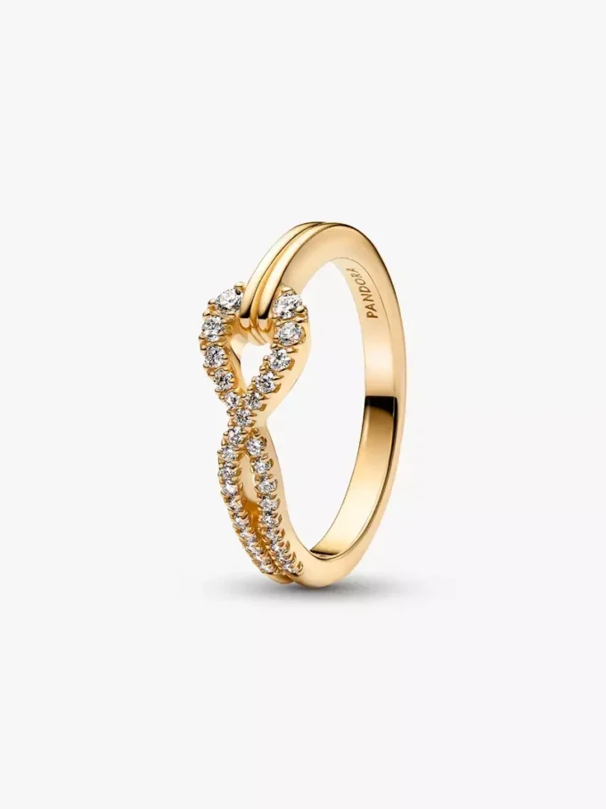 Pandora „Infinite“ Ring mit doppelreihigem Pavé aus im Labor gezüchteten Diamanten, 0,22 Karat insgesamt, 14 Karat Gold