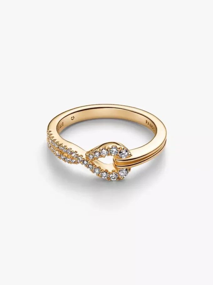 Pandora „Infinite“ Ring mit doppelreihigem Pavé aus im Labor gezüchteten Diamanten, 0,22 Karat insgesamt, 14 Karat Gold