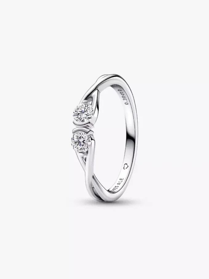 Pandora Infinite Sterling-Silber-Ring mit doppelseitigen, im Labor gezüchteten Diamanten, 0,30 Karat insgesamt, Sterling-Silber Pandora Infinite Sterling-Silber-Ring mit doppelseitigen, im Labor gezüchteten Diamanten, 0,30 Karat insgesamt, Sterling-Silber