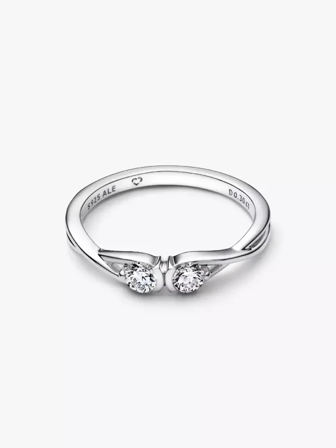 Pandora Infinite Sterling-Silber-Ring mit doppelseitigen, im Labor gezüchteten Diamanten, 0,30 Karat insgesamt, Sterling-Silber Pandora Infinite Sterling-Silber-Ring mit doppelseitigen, im Labor gezüchteten Diamanten, 0,30 Karat insgesamt, Sterling-Silber