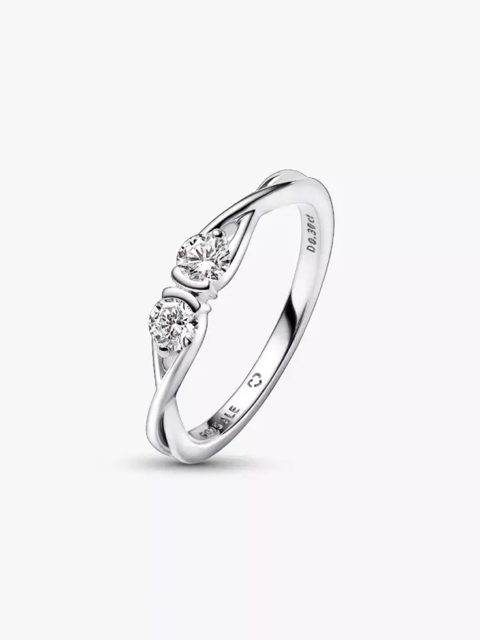 Pandora Infinite Sterling-Silber-Ring mit doppelseitigen, im Labor gezüchteten Diamanten, 0,30 Karat insgesamt, Sterling-Silber Pandora Infinite Sterling-Silber-Ring mit doppelseitigen, im Labor gezüchteten Diamanten, 0,30 Karat insgesamt, Sterling-Silber
