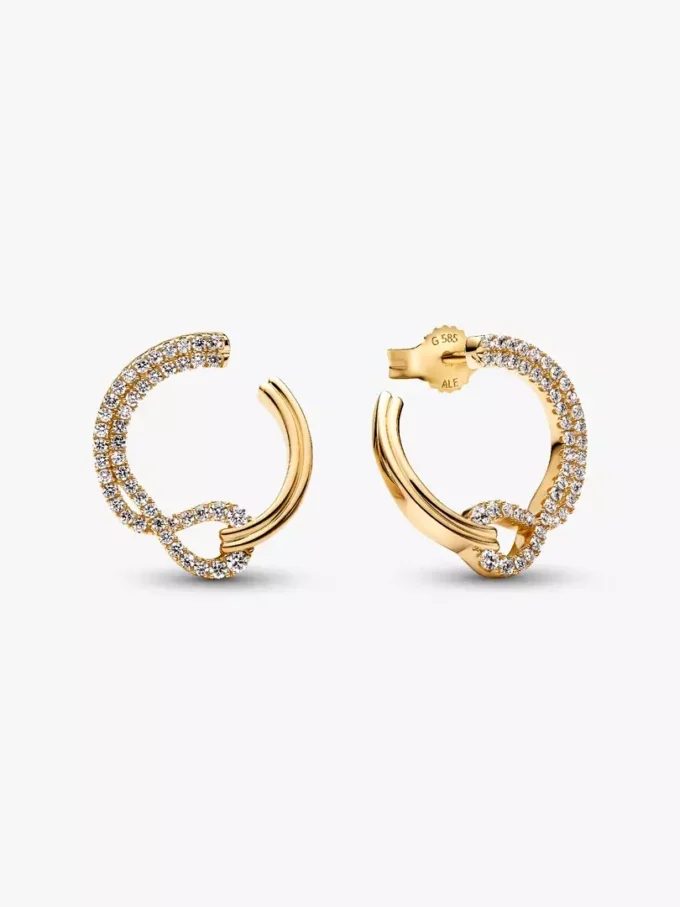 Pandora Lab-Grown Diamonds Ohrringe mit Pavé aus im Labor gezüchteten Diamanten, offener Kreis, 0,54 Karat insgesamt, 14 Karat vergoldet Pandora Lab-Grown Diamonds Ohrringe mit Pavé aus im Labor gezüchteten Diamanten, offener Kreis, 0,54 Karat insgesamt, 14 Karat vergoldet