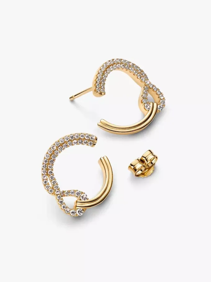 Pandora Lab-Grown Diamonds Ohrringe mit Pavé aus im Labor gezüchteten Diamanten, offener Kreis, 0,54 Karat insgesamt, 14 Karat vergoldet Pandora Lab-Grown Diamonds Ohrringe mit Pavé aus im Labor gezüchteten Diamanten, offener Kreis, 0,54 Karat insgesamt, 14 Karat vergoldet
