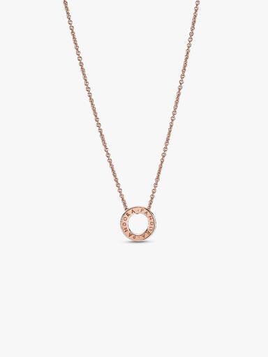 Pandora Logo Pavé Circle Collier Halskette – 14 Karat Roségold-Beschichtung Pandora Logo Pavé Circle Collier Halskette – 14 Karat Roségold-Beschichtung