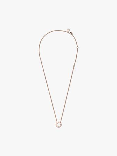Pandora Logo Pavé Circle Collier Halskette – 14 Karat Roségold-Beschichtung Pandora Logo Pavé Circle Collier Halskette – 14 Karat Roségold-Beschichtung