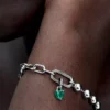 Pandora ME Green Chakra Herz Mini-Dangle Charm aus Sterlingsilber