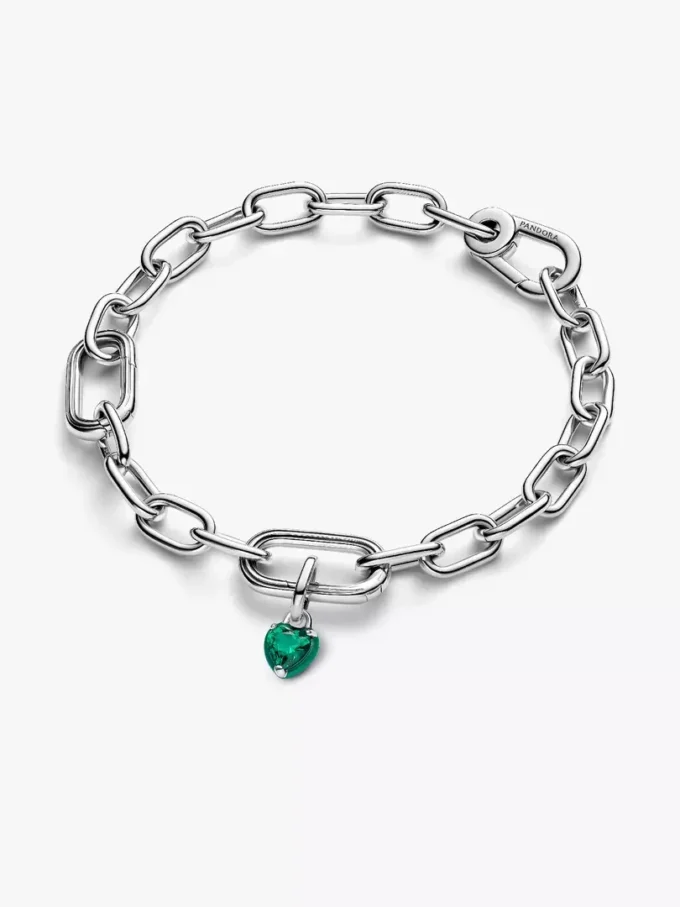 Pandora ME Green Chakra Herz Mini-Dangle Charm aus Sterlingsilber