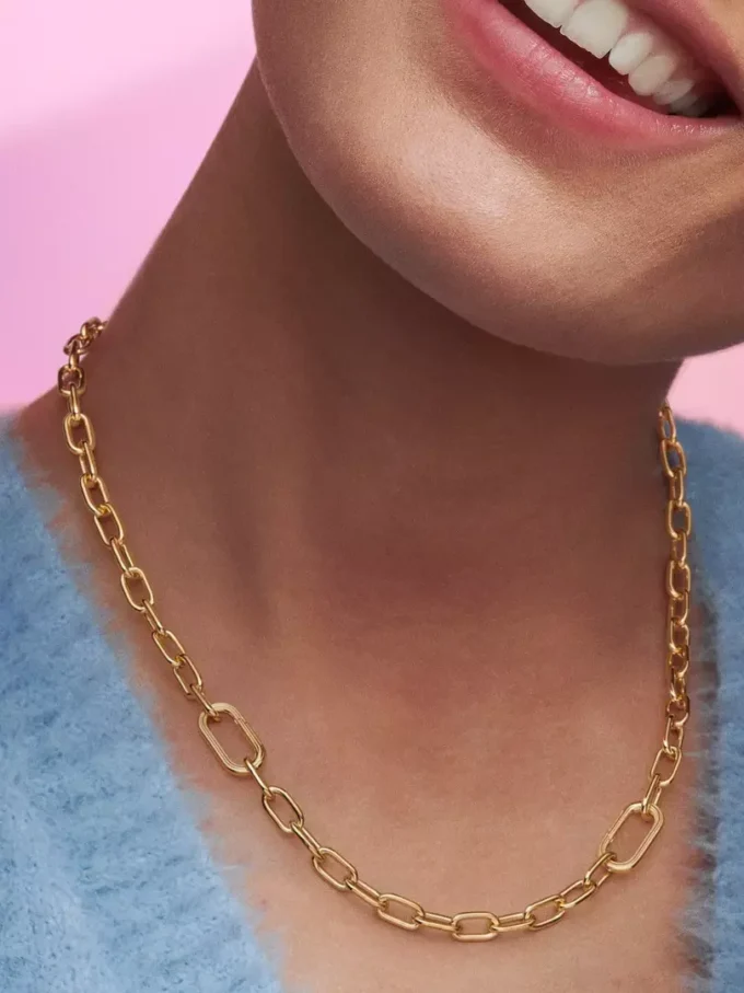Pandora ME Halskette mit kleinen Gliedern, 14 Karat vergoldet Pandora ME Halskette mit kleinen Gliedern, 14 Karat vergoldet