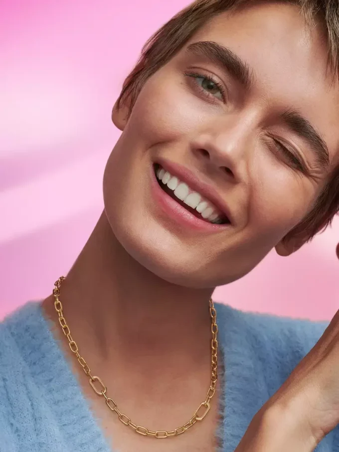 Pandora ME Halskette mit kleinen Gliedern, 14 Karat vergoldet Pandora ME Halskette mit kleinen Gliedern, 14 Karat vergoldet