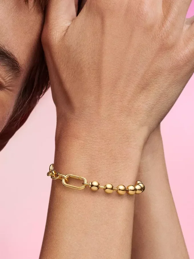Pandora ME Metallperlen- und Gliederarmband, 14 Karat vergoldet Pandora ME Metallperlen- und Gliederarmband, 14 Karat vergoldet