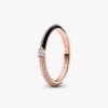 Pandora ME Pavé & Black Dual Ring – 14 Karat Roségold-Beschichtung