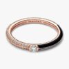 Pandora ME Pavé & Black Dual Ring – 14 Karat Roségold-Beschichtung