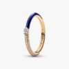 Pandora ME Pavé & Blue Dual Ring – 14 Karat vergoldet