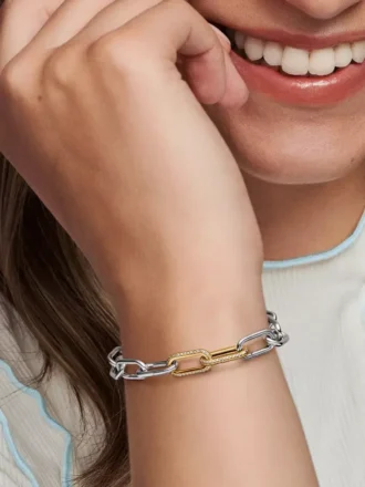 Pandora ME Pavé Double Styling Link, 14-karätig vergoldet
