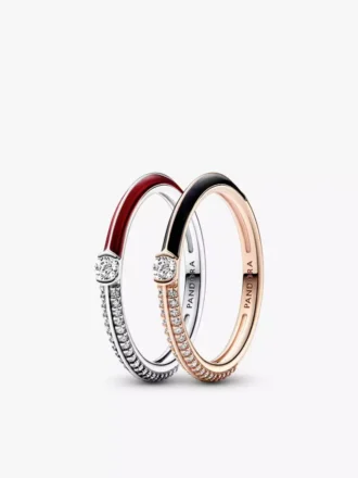 Pandora ME Pavé-Ring-Set in Rot und Schwarz, 2er-Set
