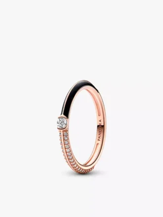 Endgültiger Verkauf – Pandora ME Pavé & Black Dual Ring, 14 Karat Roségold-Beschichtung Endgültiger Verkauf – Pandora ME Pavé & Black Dual Ring, 14 Karat Roségold-Beschichtung