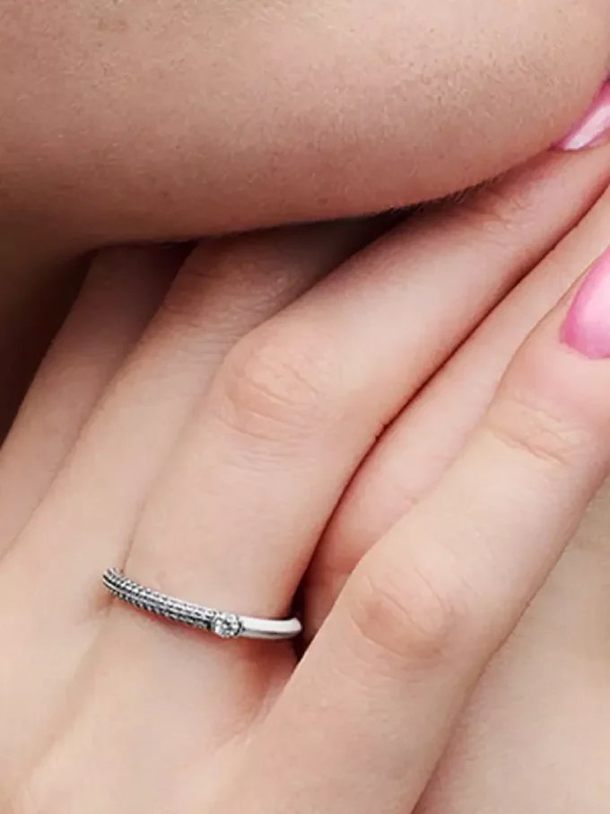 Pandora ME Pavé & Weiß-Doppelring aus Sterlingsilber Pandora ME Pavé & Weiß-Doppelring aus Sterlingsilber