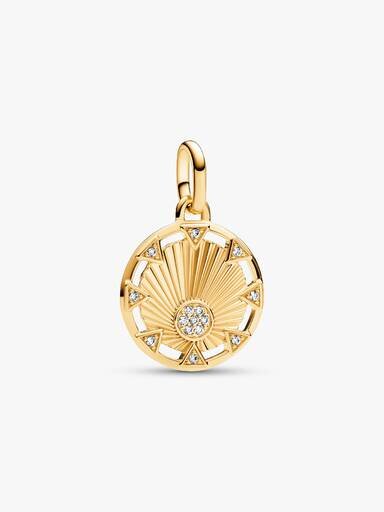 Pandora ME „Power of the Light“ Sonnenmedaillon-Charm – 14 Karat vergoldet Pandora ME „Power of the Light“ Sonnenmedaillon-Charm – 14 Karat vergoldet