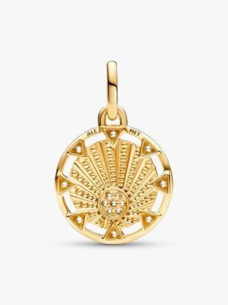 Pandora ME „Power of the Light“ Sonnenmedaillon-Charm – 14 Karat vergoldet
