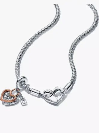 Pandora Moments Halskette mit Nieten und Herz-Dangle-Set, 2er-Set