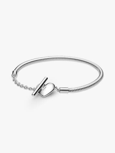 Pandora Moments Herz-T-Bar-Snake Chain-Armband – Sterlingsilber Pandora Moments Herz-T-Bar-Snake Chain-Armband – Sterlingsilber