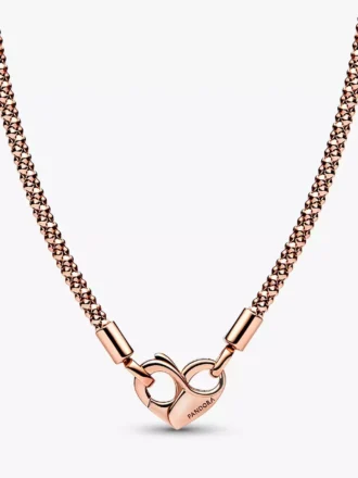 Pandora Moments Kettenhalskette mit Nieten, 14 Karat Roségold-Beschichtung