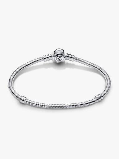 Pandora Moments Rose in Bloom Snake Chain Armband mit Verschluss – Sterlingsilber Pandora Moments Rose in Bloom Snake Chain Armband mit Verschluss – Sterlingsilber