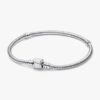 Pandora Moments Snake Chain-Armband mit Marvel-Logo-Verschluss – Sterlingsilber