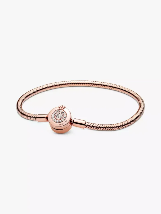 Pandora Moments Sparkling Crown O Snake Chain-Armband, 14 Karat Roségold-Beschichtung Pandora Moments Sparkling Crown O Snake Chain-Armband, 14 Karat Roségold-Beschichtung
