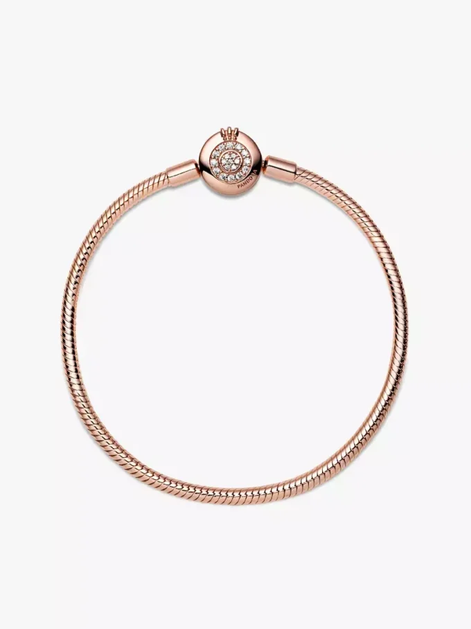 Pandora Moments Sparkling Crown O Snake Chain-Armband, 14 Karat Roségold-Beschichtung Pandora Moments Sparkling Crown O Snake Chain-Armband, 14 Karat Roségold-Beschichtung