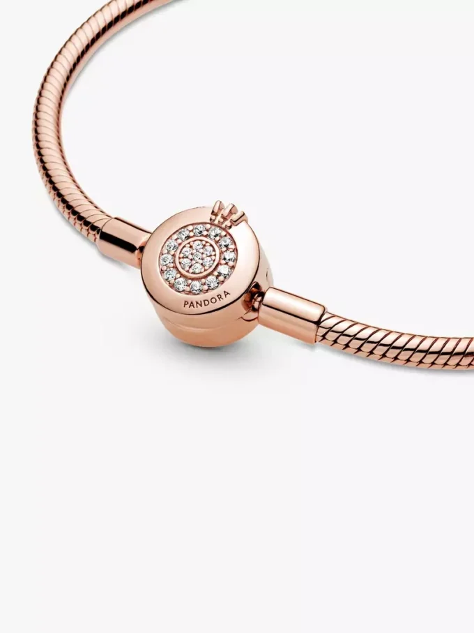 Pandora Moments Sparkling Crown O Snake Chain-Armband, 14 Karat Roségold-Beschichtung Pandora Moments Sparkling Crown O Snake Chain-Armband, 14 Karat Roségold-Beschichtung