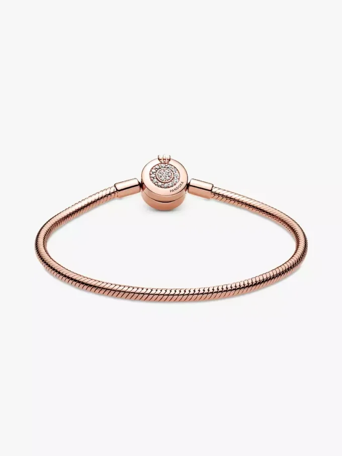 Pandora Moments Sparkling Crown O Snake Chain-Armband, 14 Karat Roségold-Beschichtung Pandora Moments Sparkling Crown O Snake Chain-Armband, 14 Karat Roségold-Beschichtung