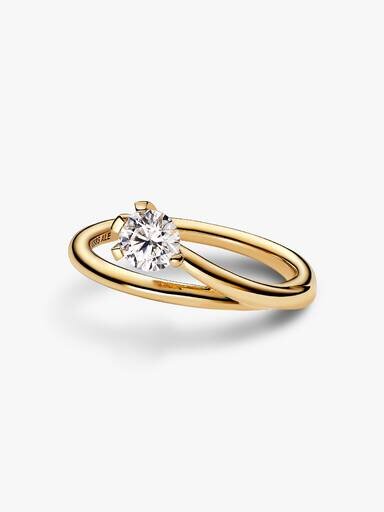 Pandora Nova 14-karätiger Goldring mit asymmetrischem, im Labor gezüchtetem Diamanten – 0,50 Karat Gesamtgewicht, 14-karätiges Gold Pandora Nova 14-karätiger Goldring mit asymmetrischem, im Labor gezüchtetem Diamanten – 0,50 Karat Gesamtgewicht, 14-karätiges Gold