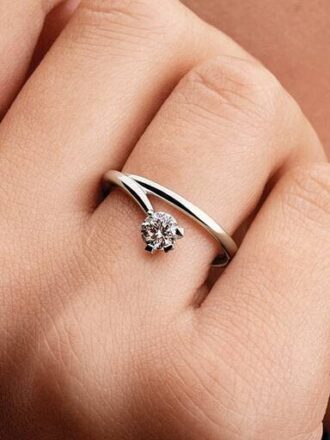 Pandora Nova 14-karätiger Weißgold-Ring mit asymmetrischem Lab-Grown-Diamanten – 0,50 ct TW, 14-karätiges Weißgold