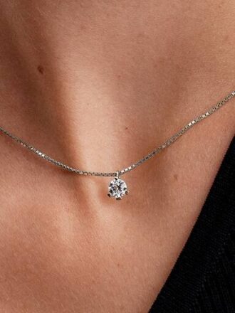 Pandora Nova Halskette mit Anhänger aus 14 Karat Weißgold mit Lab-Grown Diamonds – 0,50 Karat Gesamtgewicht, 14 Karat Weißgold