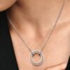 Pandora Signature Two-Tone Logo & Pavé Halskette – Sterlingsilber, 14 Karat Roségold-Beschichtung