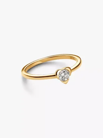 Pandora Talisman 14-karätiger Goldring mit Herz aus im Labor gezüchteten Diamanten, 0,25 Karat insgesamt, 14-karätiges Gold